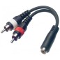 Câble en Y adaptateur 1x fiche RCA fem./ 2x fiche RCA mâle -